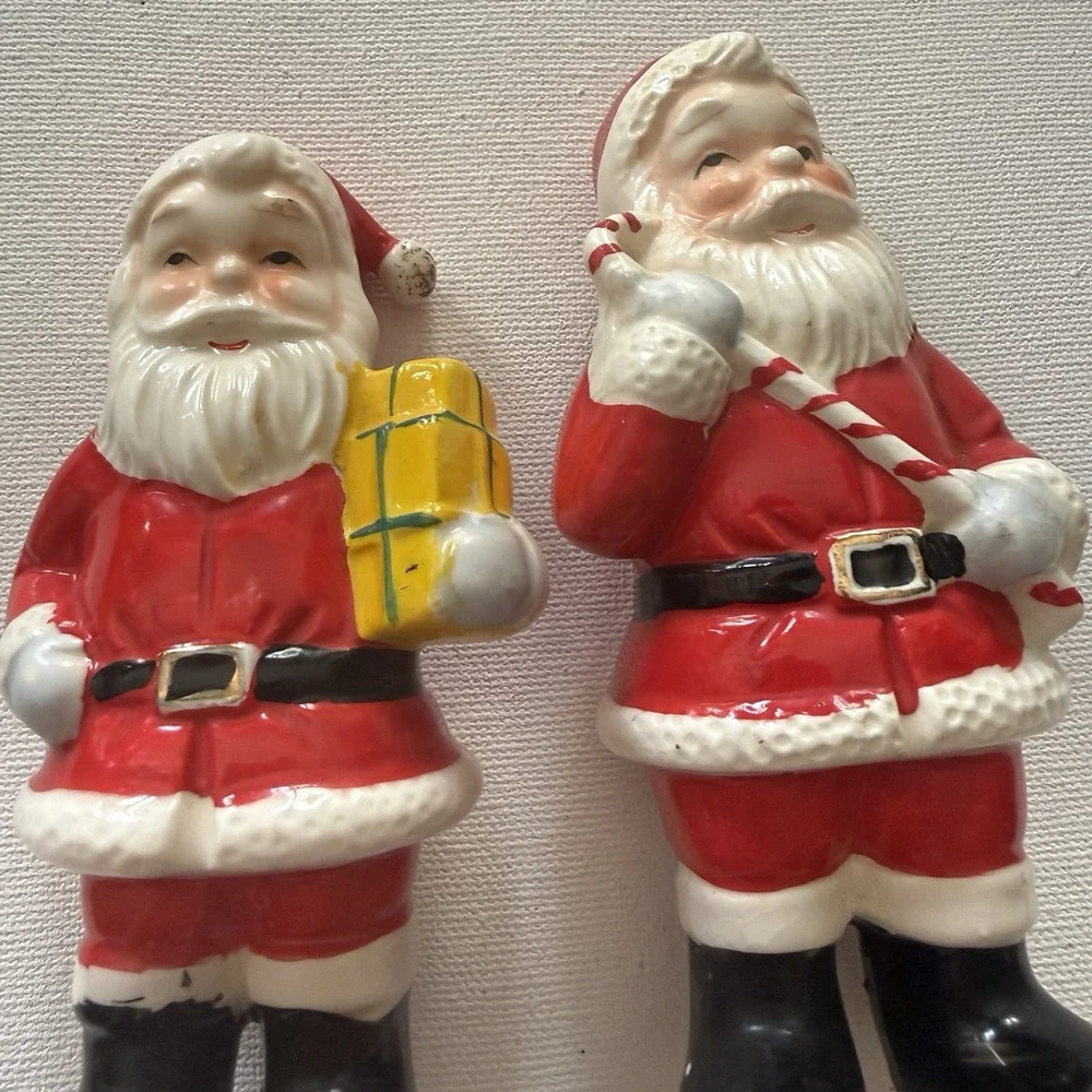 Vintage 1950s Made in Japan Santa Salt & Pepper Shakers Ceramic Christmas Pair
